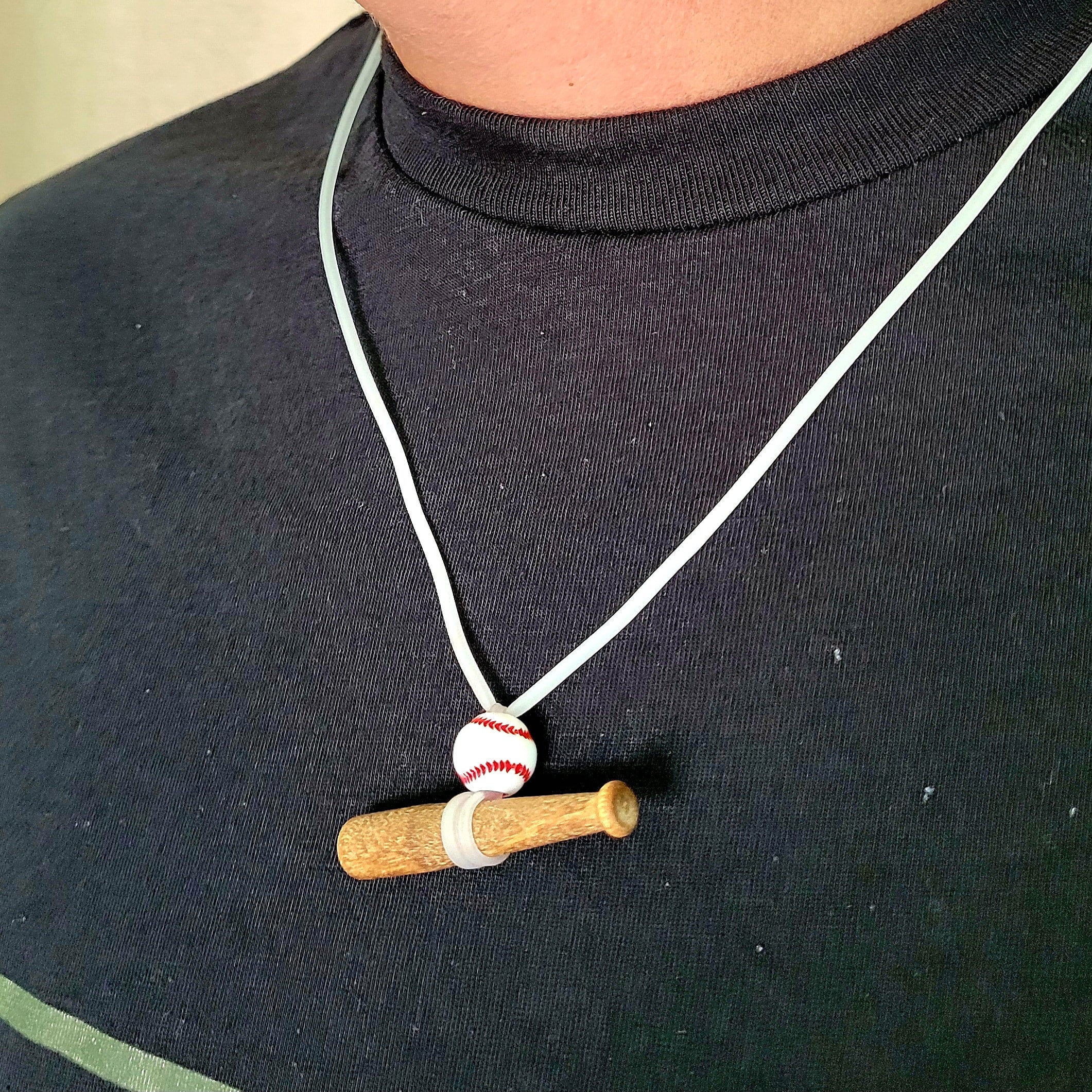 Baseball bat discount and ball necklace